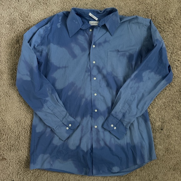 Blue Tie Dye Button Up Shirt - Picture 3 of 9